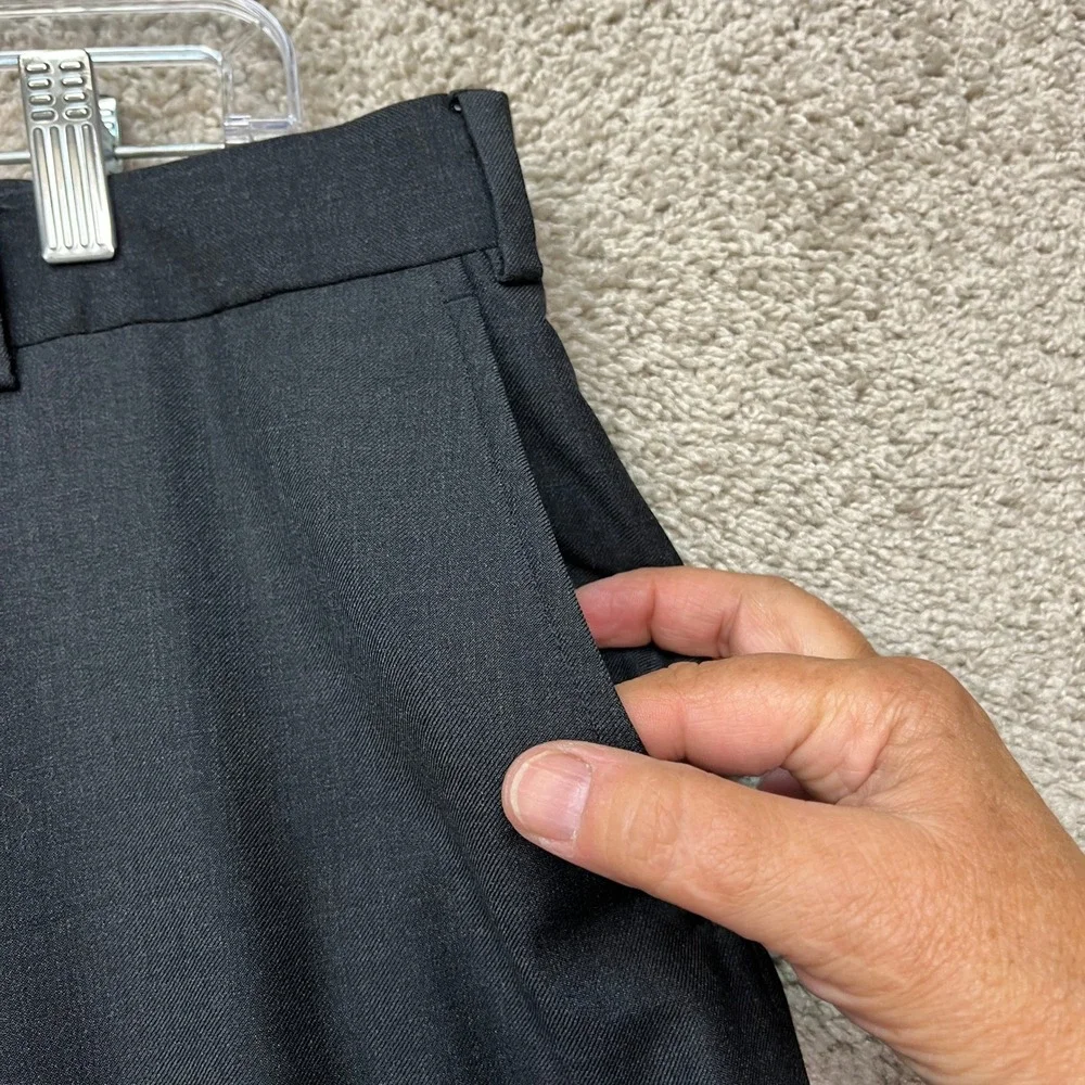 Charles Tyrwhitt Dress Pants Men 40U Charcoal Gray Straight Leg Wool Flat Front